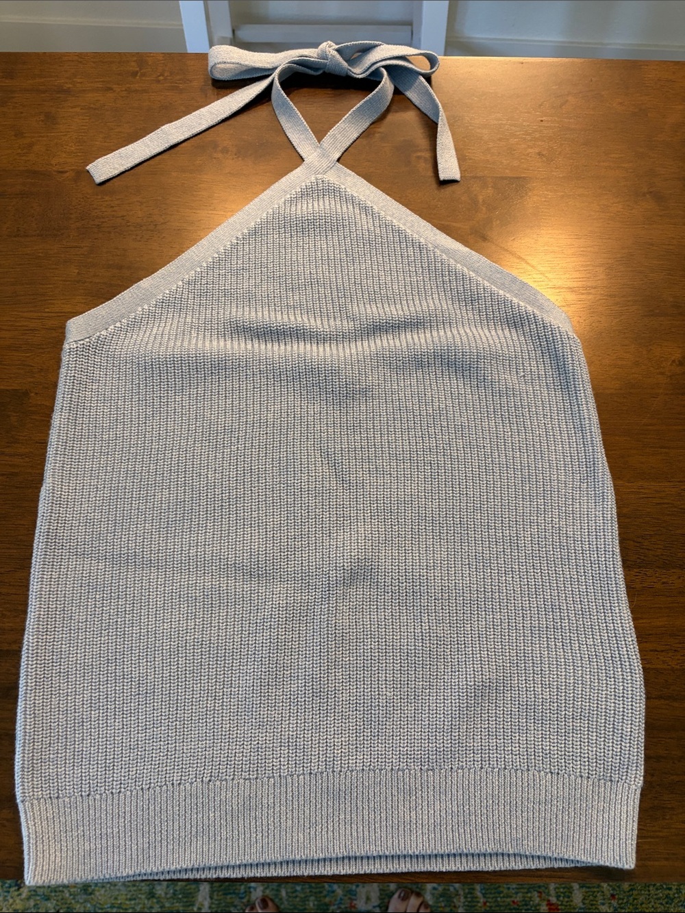 J. Crew Pastel Blue Knit Off-the-Shoulder Halter Sweater